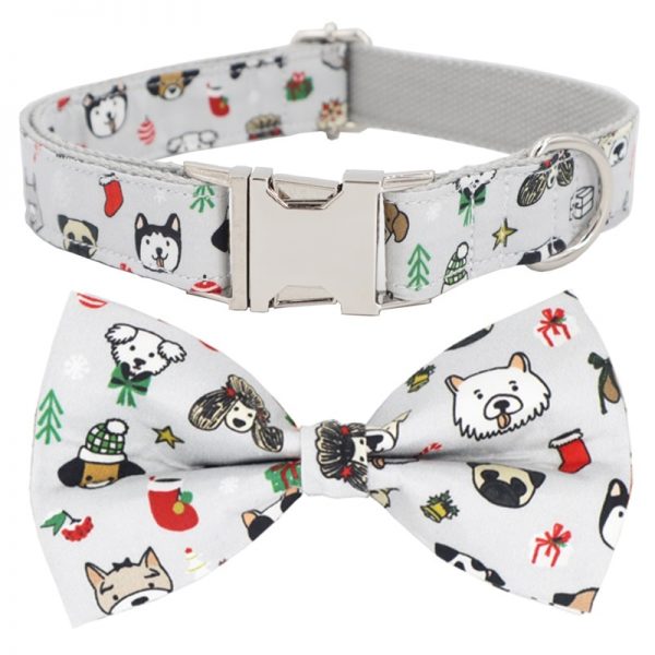 christmas dog collar with bow